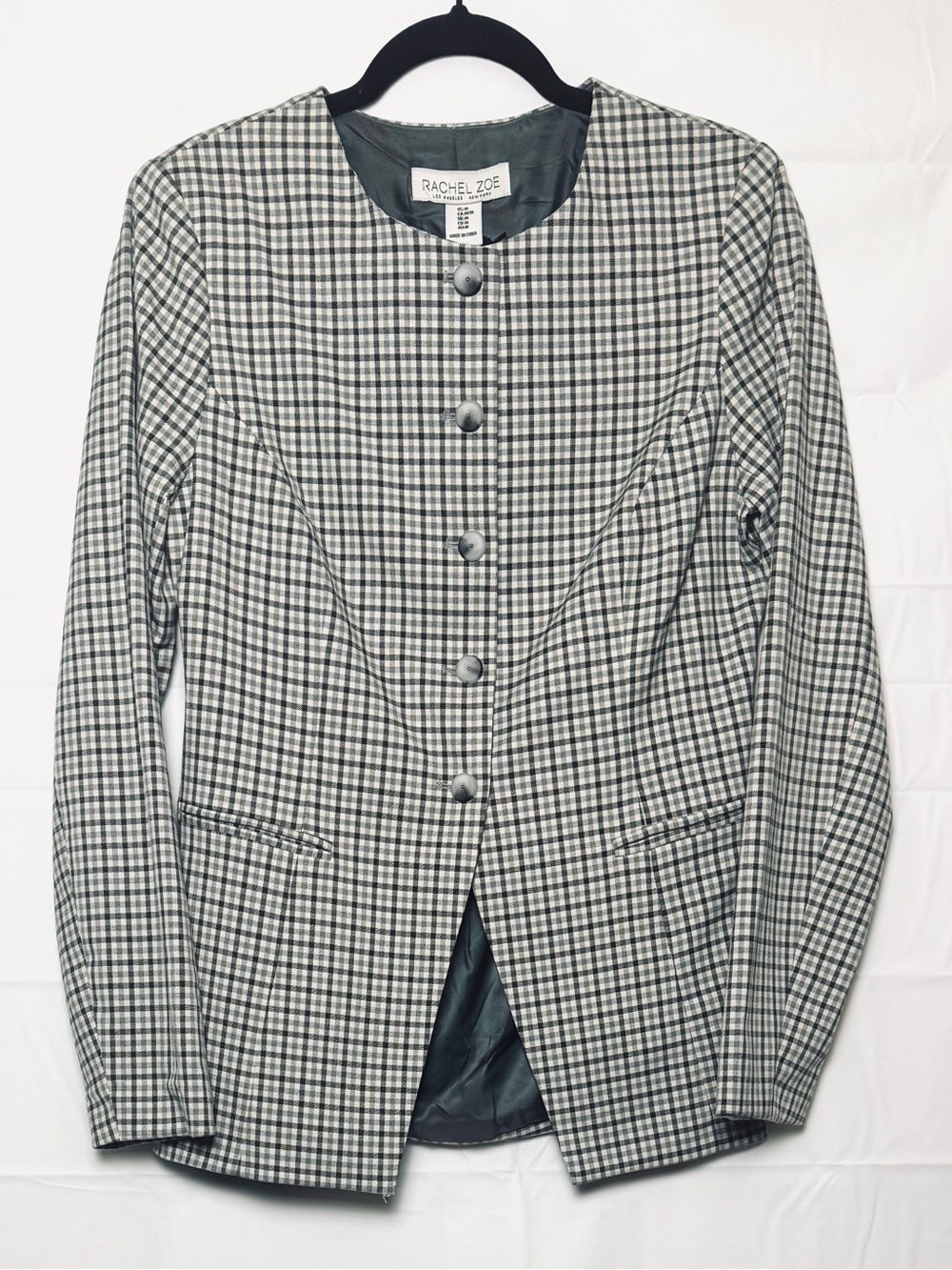 Rachel Zoe Gray and White Checkered Women’s Blazer
Size Medium. NWT
